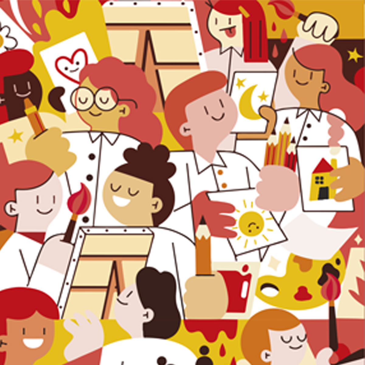 Vorschaubild Blogartikel über Grafikdesign Trends 2024 (Beispiel: Maximalismus Wimmelbild)